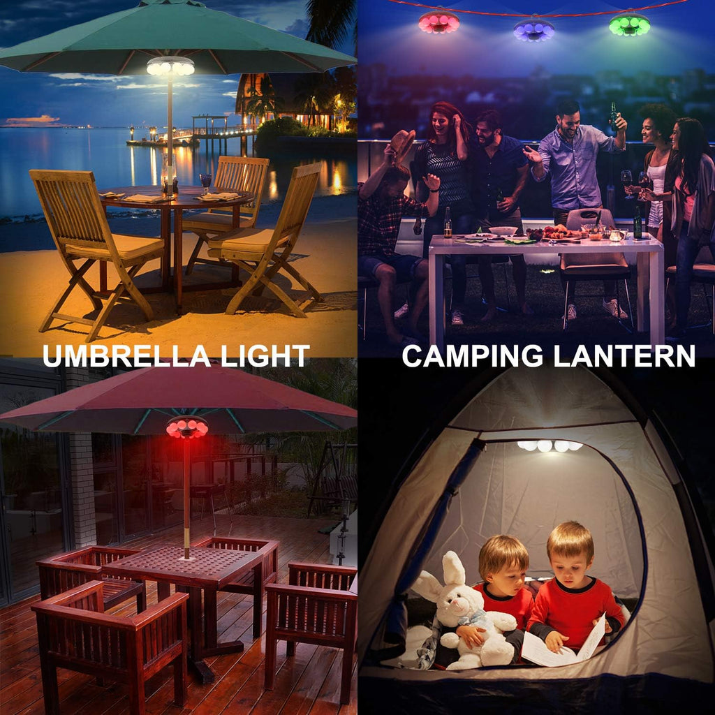 Patio Umbrella Light, 3xD Battery Operated Umbrella Pole Light with Remote 80Ft Through Wall, 12 Bulb 60 LEDs, 4 Modes