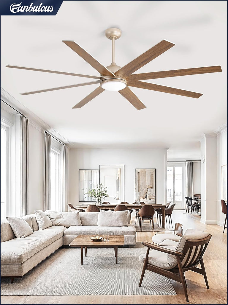 72" Ceiling Fan with LED Light and Remote - Champagne Gold