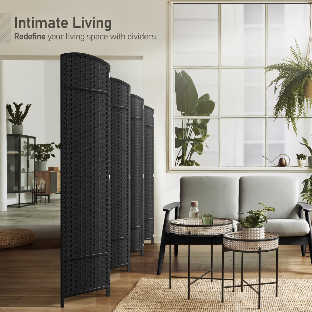 Foldable Room Divider, Mesh Privacy Screen (8 Panel, Black)