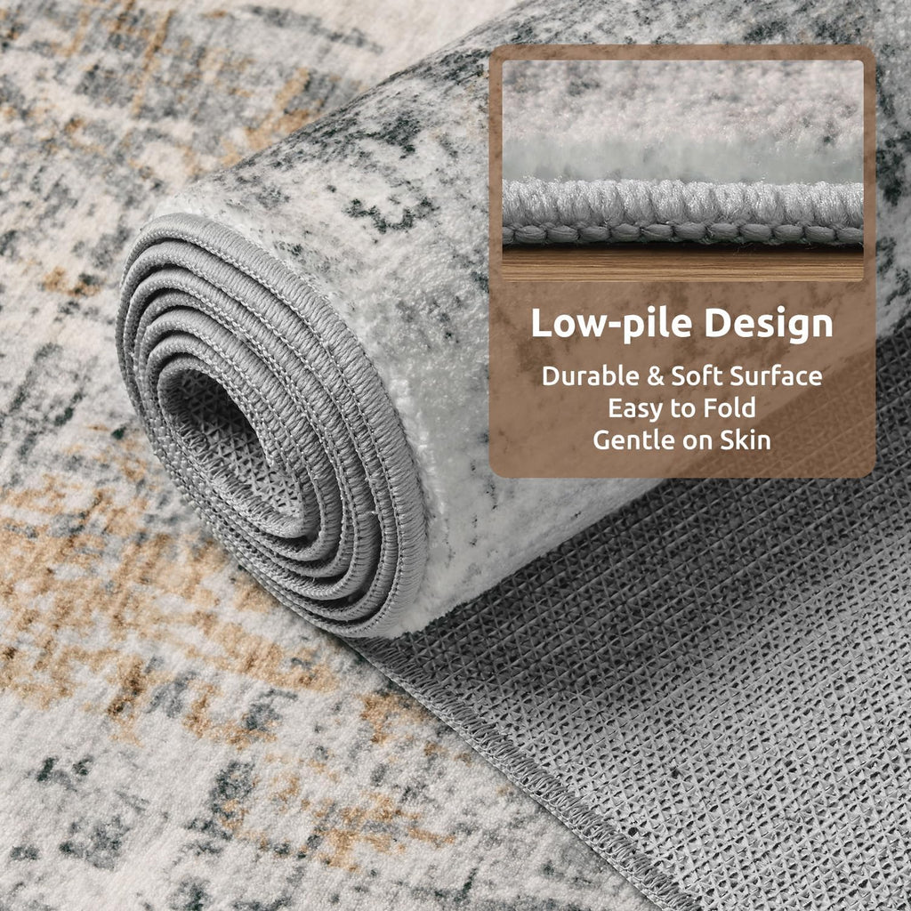 5 x 7 Area Rugs, Machine Washable Non Slip Rug Ultra Soft Low Pile Indoor Carpet Modern Abstract Rugs Office Room