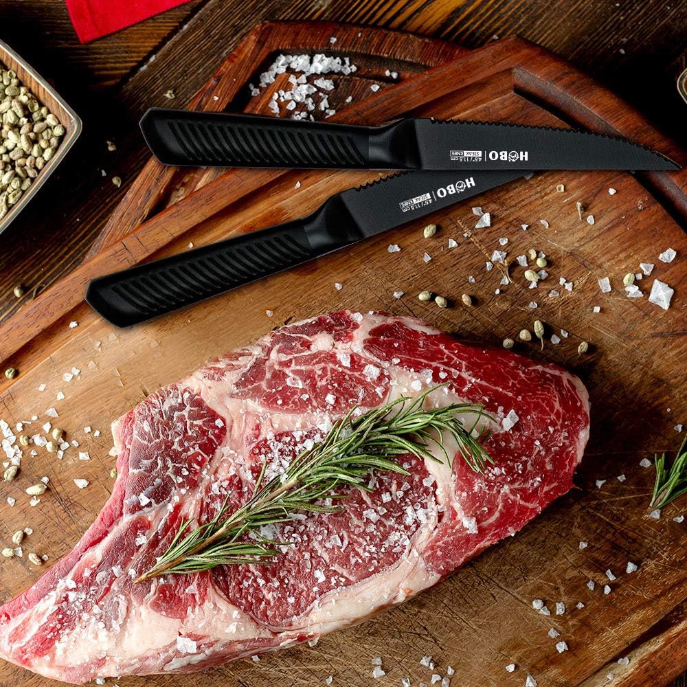 Knife Block Set, 15 Piece Kitchen Knife Set with 6 Steak Knife Set with Sharpener Chef Knife High German Carbon