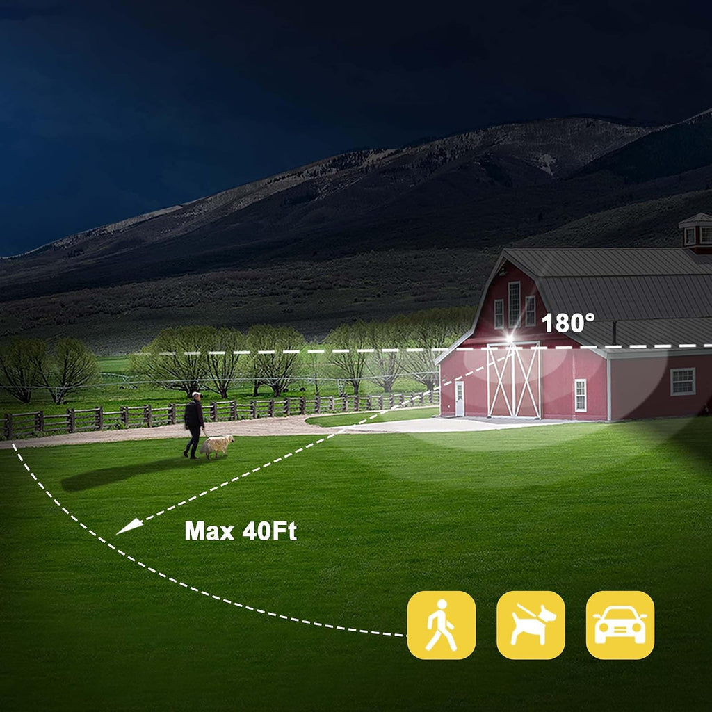 LED Motion Sensor Outdoor Light, 16W 1900LM 5000K Daylight, IP65 Waterproof Flood Lights, 2 Head Dusk to Dawn Motion