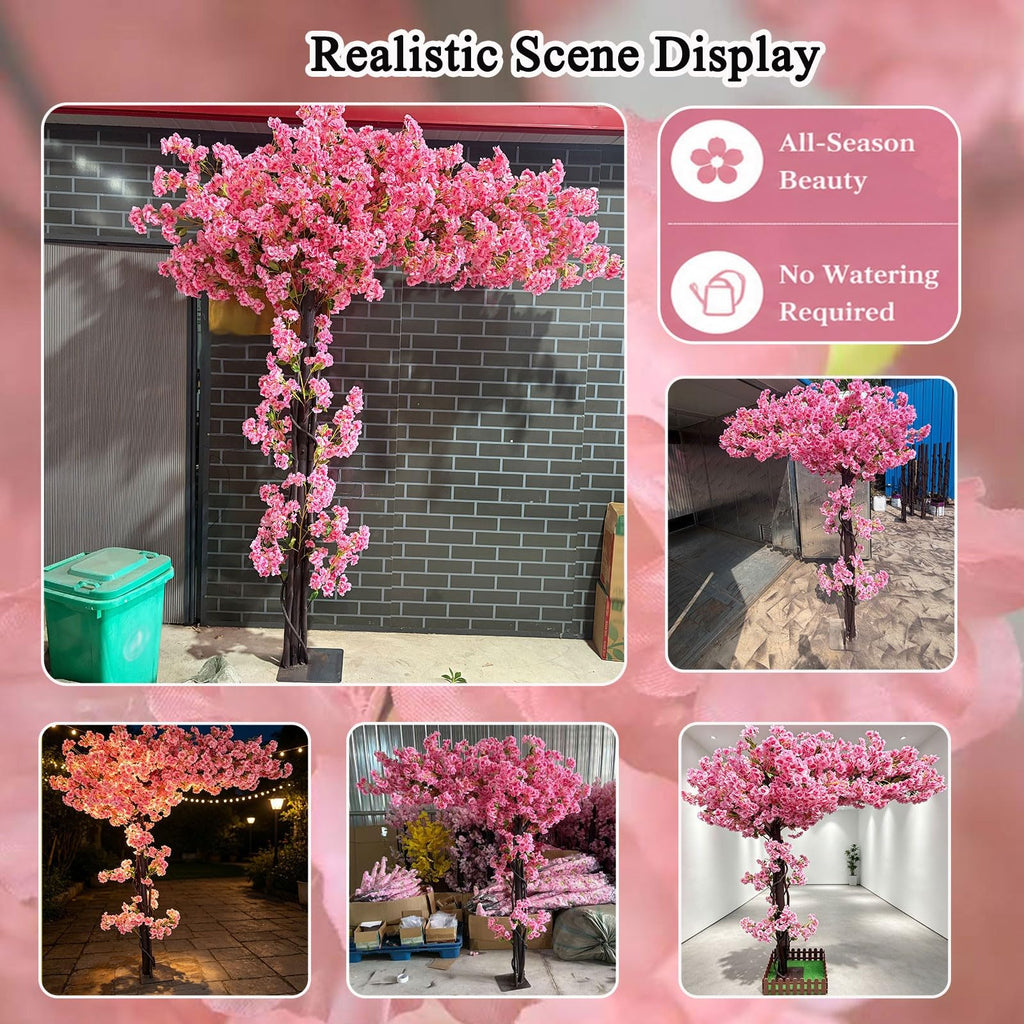 6.7FT Upgraded Artificial Cherry Blossom Trees, Pink Gradient Sakura Tree