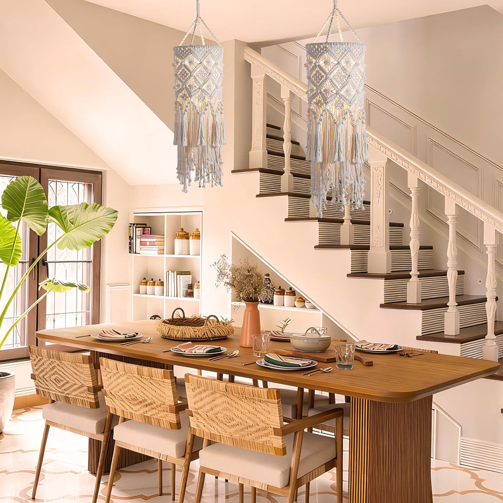 Boho Hanging Lamp, Plug in Hanging Light with Plug in Cord(9.8FT)