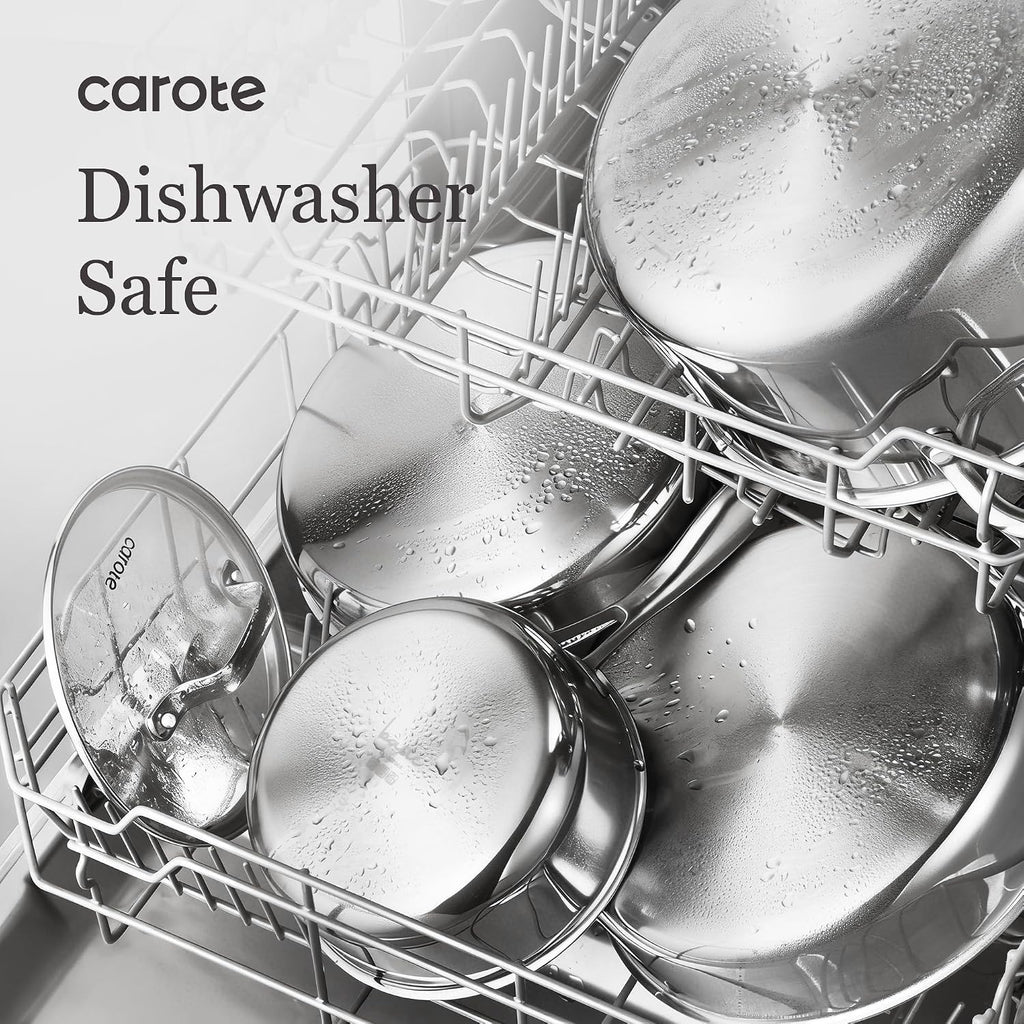 21pcs Tri-Ply Stainless Steel Cookware Set, Pots and Pans Set, Non Toxic Induction Kitchen Cooking Sets, Cookware