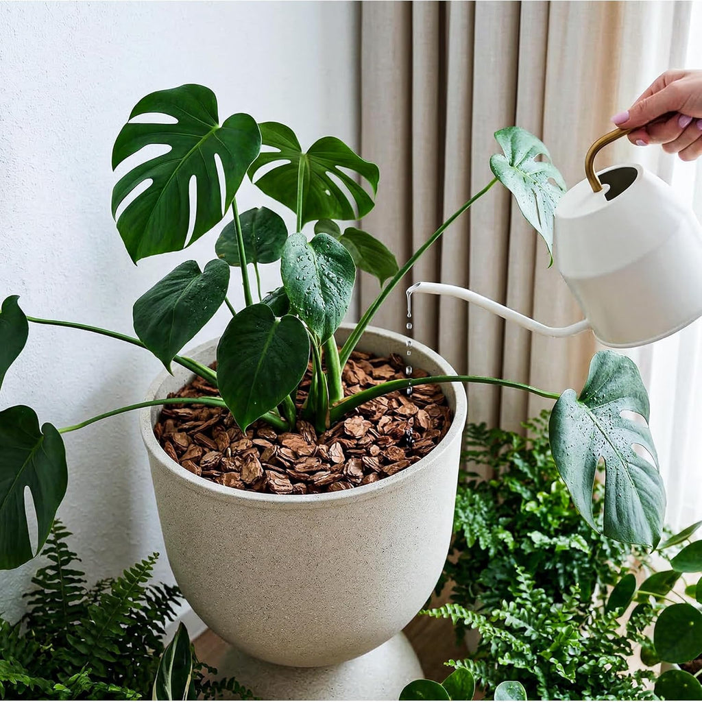 Planters Flower Pots, Large Plastic Urn Planters for Indoor Outdoor Plants, Beige Pedestal Planter Pots, 23 Inch Tall