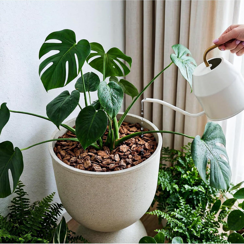 Planters Flower Pots, Large Plastic Urn Planters for Indoor Outdoor Plants, Beige Pedestal Planter 2 Pack, 18 Inch+23