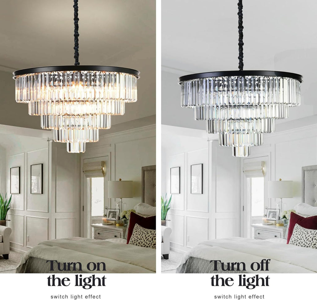 Inspired Odeon Style 16-Light Crystal 5-Tier Modern Chandelier
