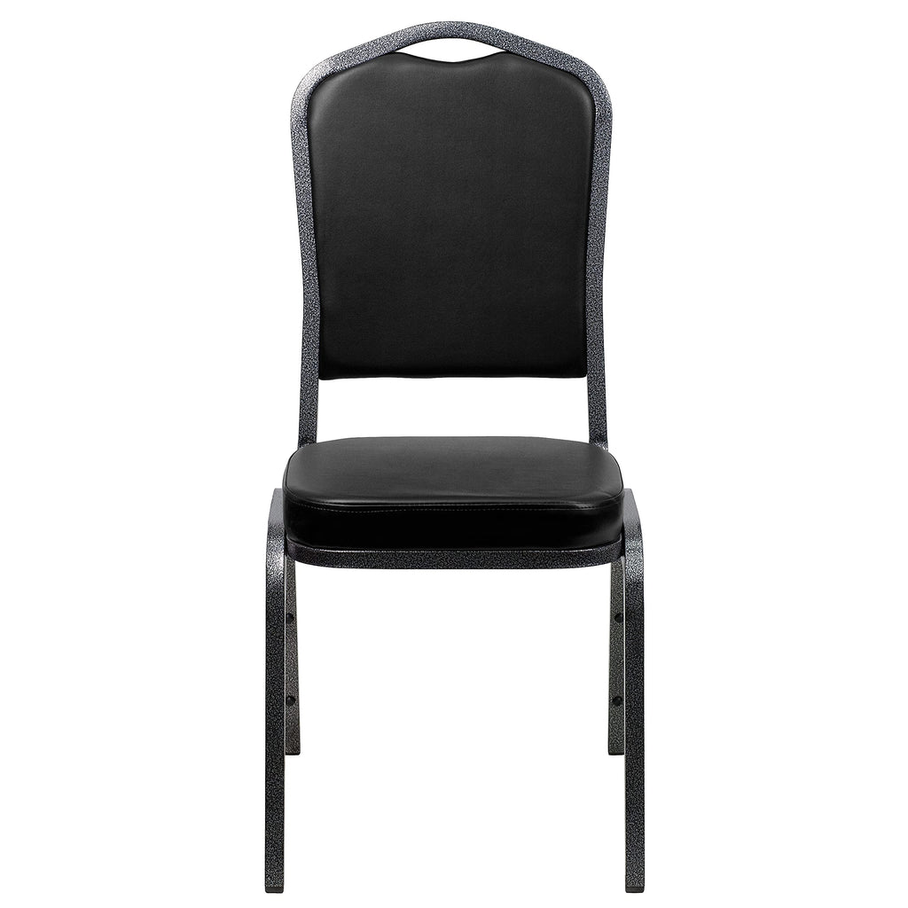 Crown Back Stackable Banquet Chair, Silver, 4-Pack