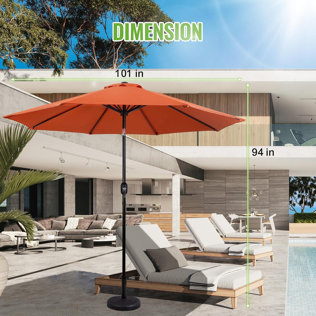 9 ft. Patio Umbrella, Market Table Umbrella w/Tilt and Crank, 8 Ribs - Orange