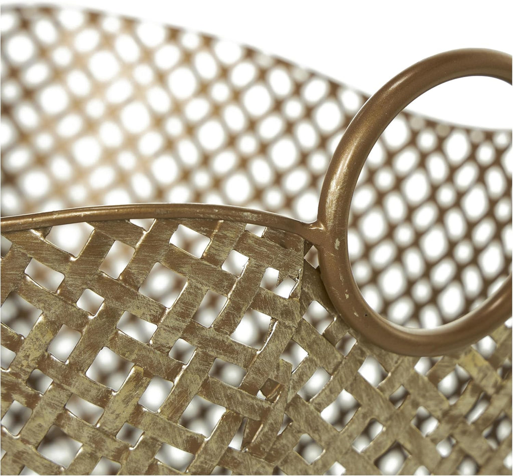 79 Metal Handmade Decorative and Functional Storage Basket Woven Inspired Basket Organizer with Handles, Basket for