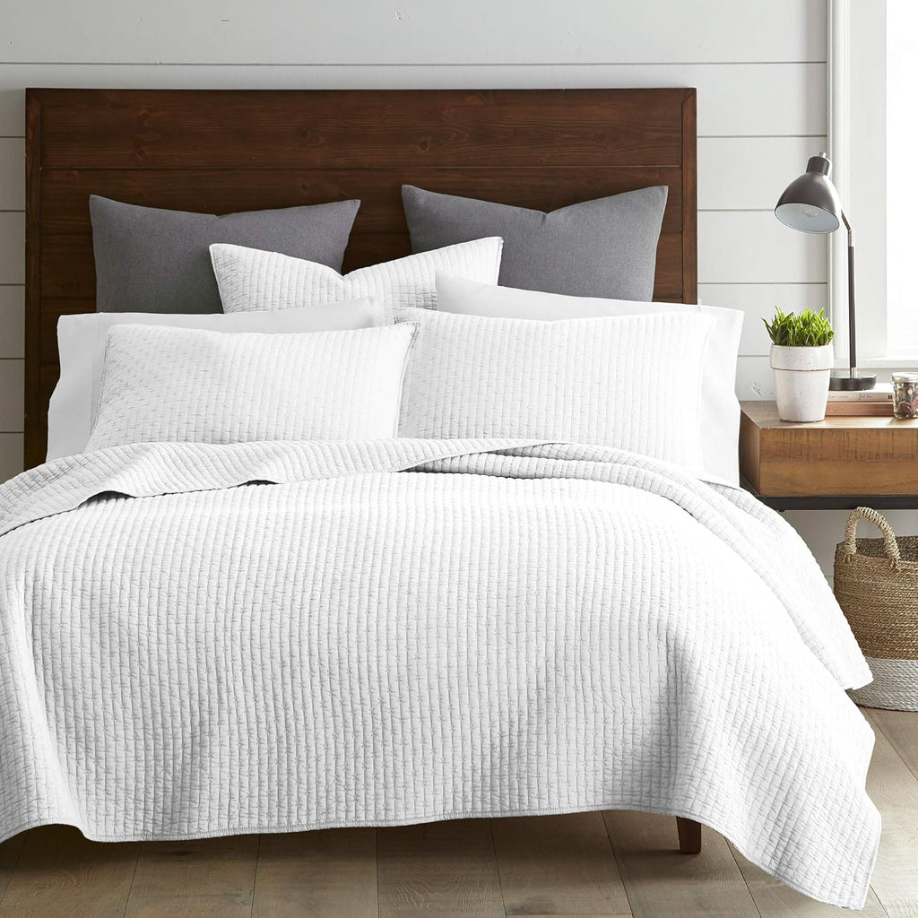 Cross Stitch - 100% Cotton - Euro Shams Set of Two - (26x26in.), No Insert - Bright White