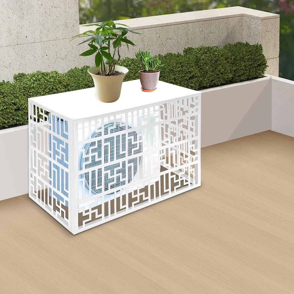 Air Conditioner Fence, White Aluminum Alloy Outdoor Privacy Screens, Air Conditioner Screen Panels for AC Unit