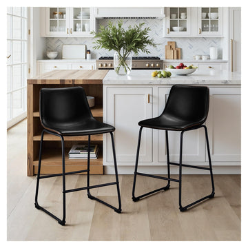 Counter Height Bar Stools Set of 2, 26 Inch Bar Stool with Back