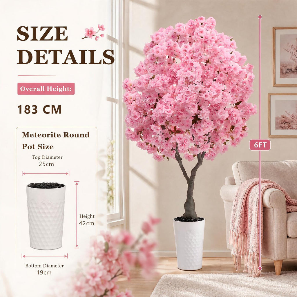 Artificial Cherry Blossom Tree 6FT - Fake Flower Blooming Tree