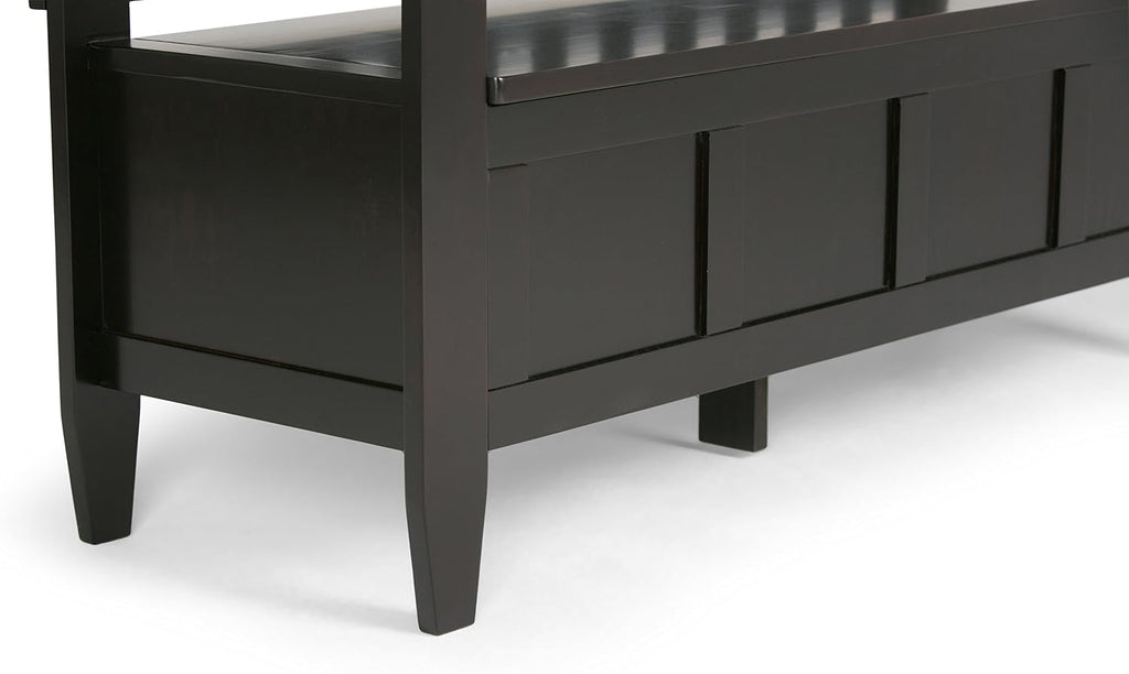 Connaught 30" Wide Solid Wood Storage Bench in Chestnut Brown | Contemporary entryway bench with lift-up lid and