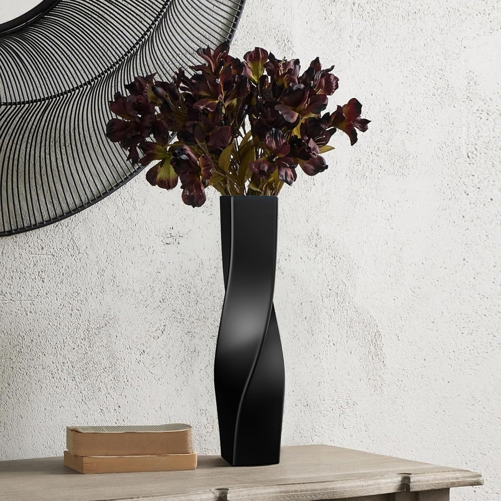 Tall Vase On Floor, 16.34" Twisted Geometric Flower Vase