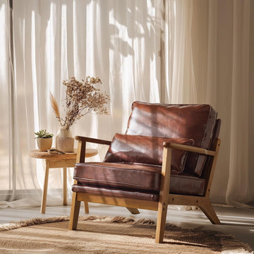 Solid Wood Wide Armrests Accent Chair,Upholstered Mid Century Modern Chair with Pillow,Comfy Reading Chair Farmhouse