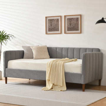 Twin Size Upholstered Daybed with Wood Slat Support,Grey | Daybed Frame , Guest Room/Easy Assemble/No Box Spring