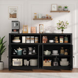Buffet Sideboard Cabinet with Storage, 55" Large Farmhouse Kitchen Storage Cabinet with 4 Doors & Adjustable Shelves