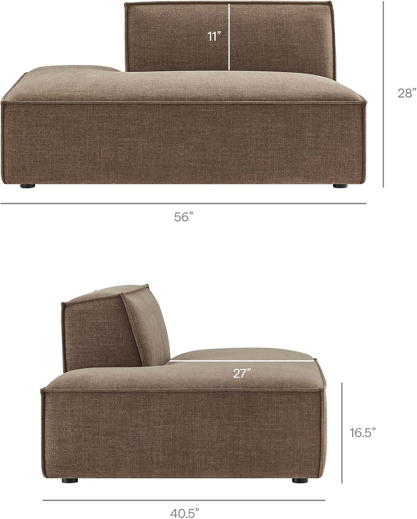 Restore Performance Fabric Upholstered 4-Piece Modular L-Shaped Armless Sectional Sofa in Mocha - Low Profile Couch