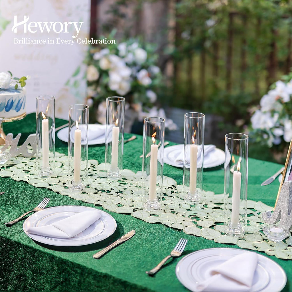 Hurricane Glass Candle Holders: 10 PCS Clear Open Ended Cylinder Candle Holder Sleeve for Candlestick Holders - Taper