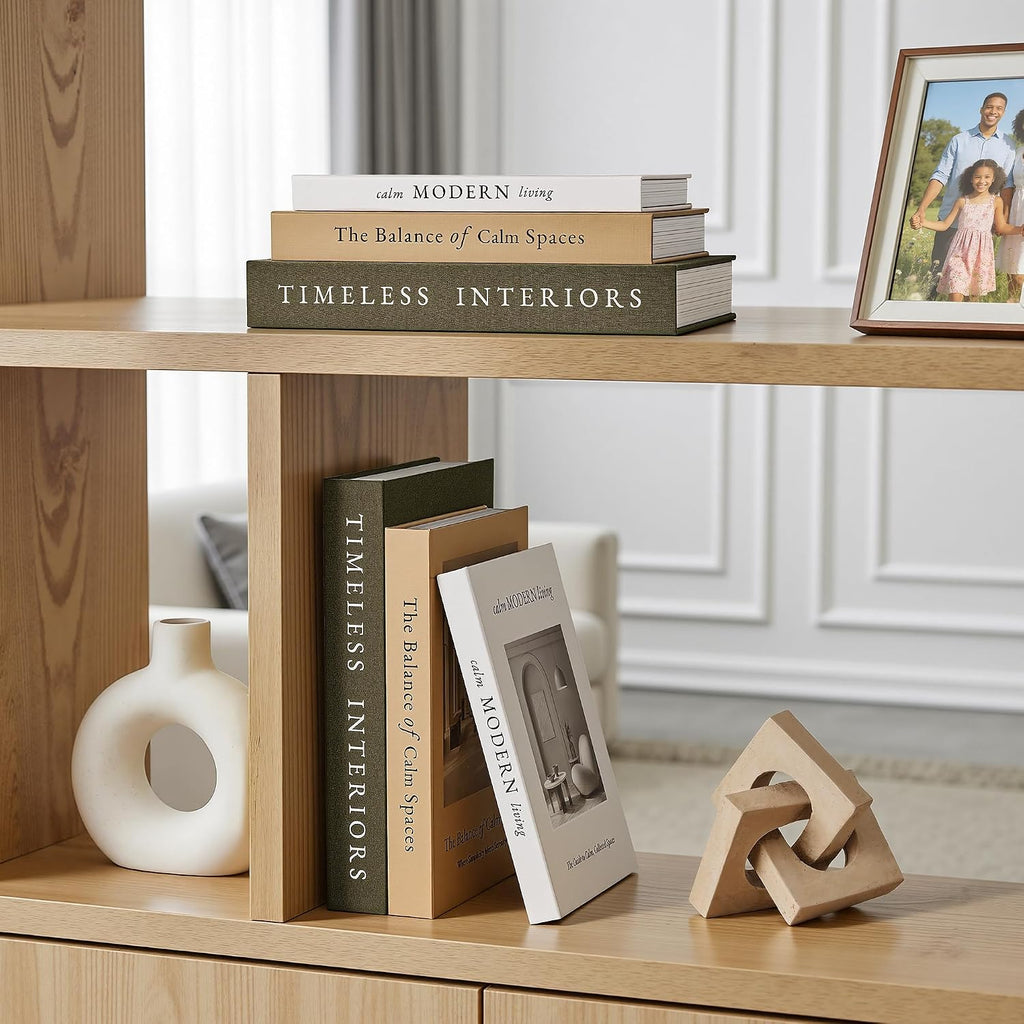 Decorative Books, Set of 3 Fake Book Storage Boxes, Olive Green | Modern Home Decoration with Hidden Storage Room for