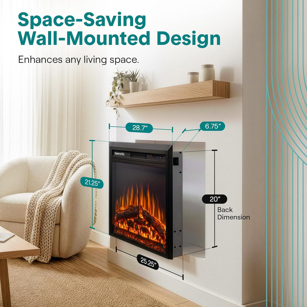 Electric Fireplace Insert with Heater | Smart Wi-Fi App Control & Remote | 700W/1500W Adjustable Thermostat