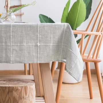 Solid Embroidery Lattice Tablecloth Cotton Linen Dust-Proof Checkered Table Cover Dinning Tabletop Decoration