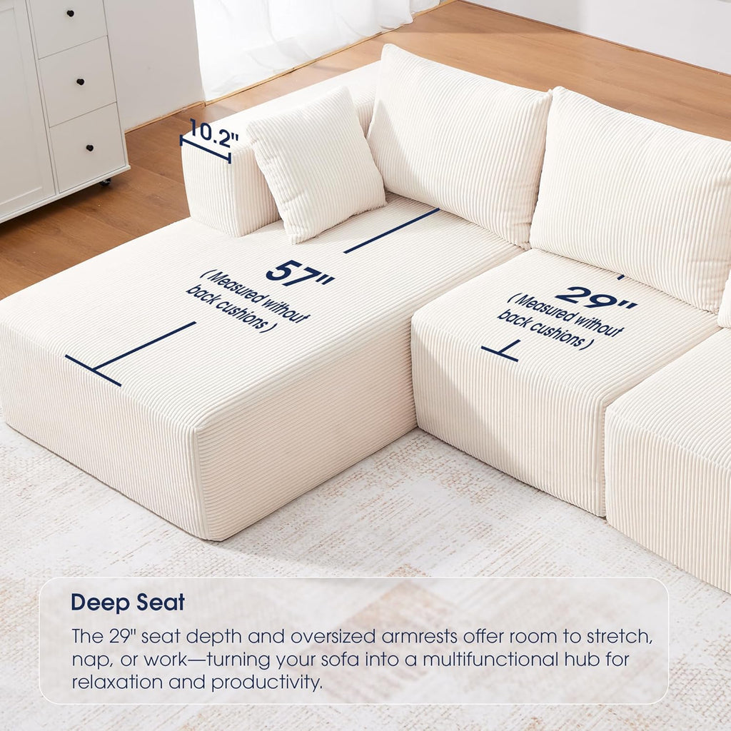 107'' Modular Sectional Sofa, L Shaped Cloud Couch for Living Room