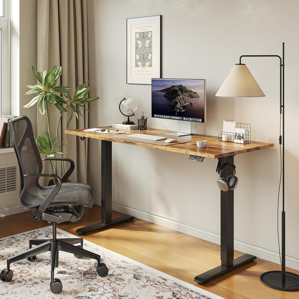 55*24 Inch Height Adjustable Electric Standing Desk, Rustic Brown