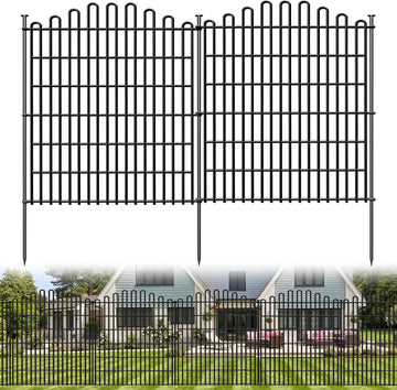 10 Panels No Dig Decorative Garden Fence, 33in H x 23.6ft L Animal Barrier Fencing, Rustproof Dog Fence Outdoor for