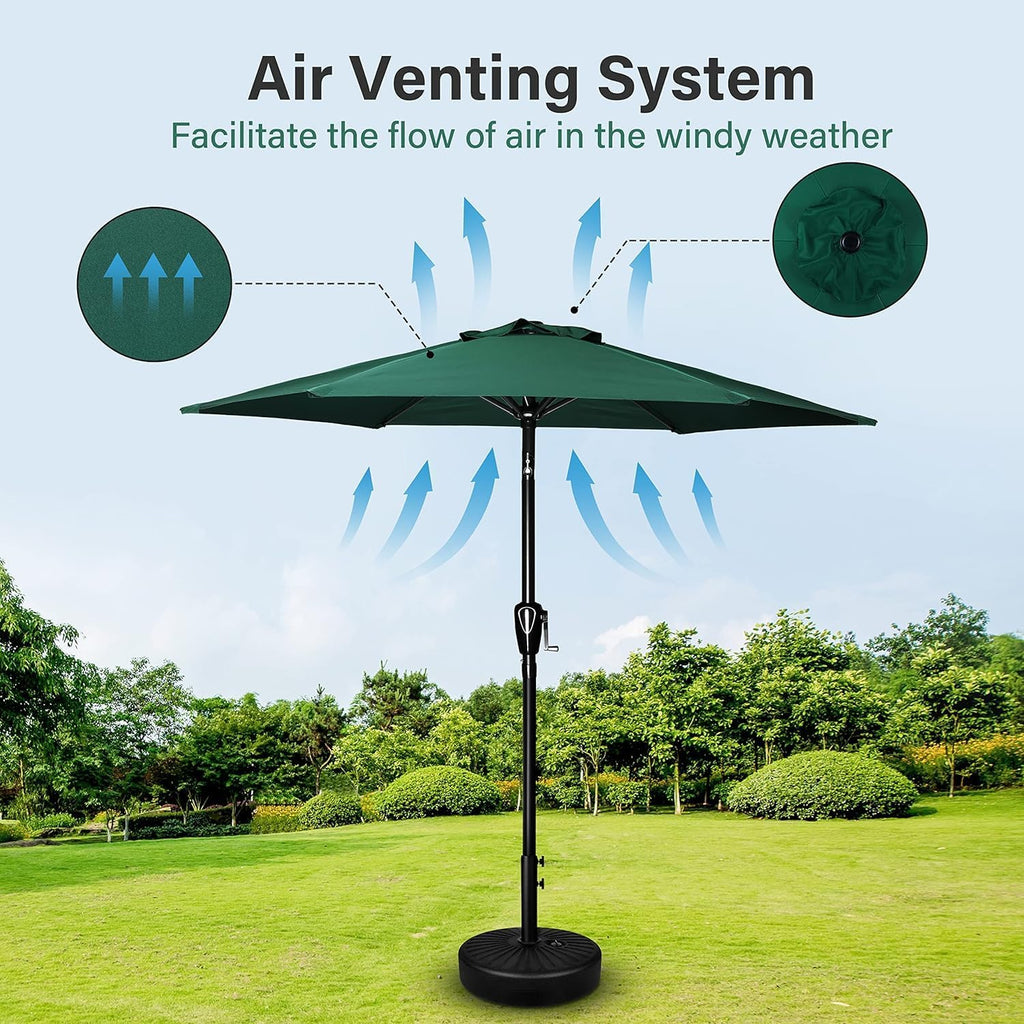 9' Patio Umbrella Outdoor Table Market Yard Umbrella with Push Button Tilt/Crank - Green