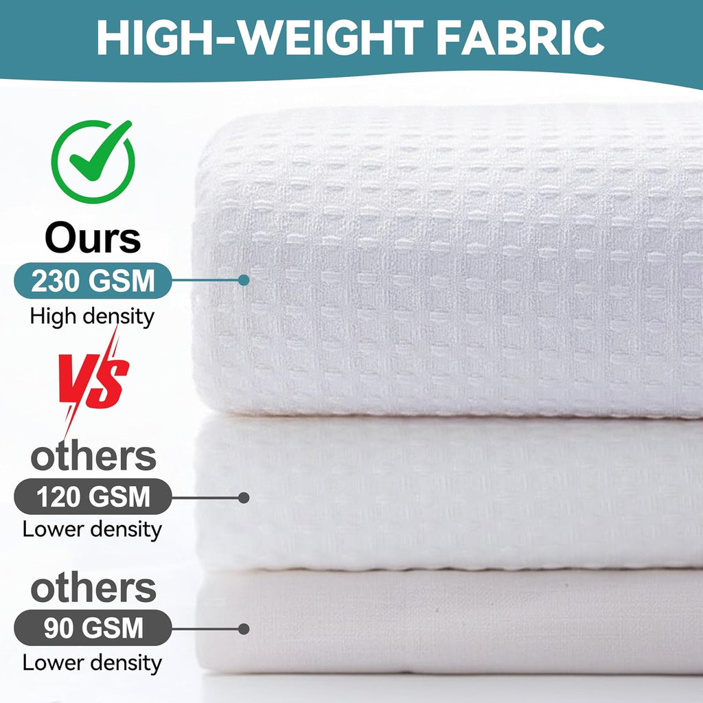 No Hook Waffle Weave Shower Curtain with Snap in Liner Set, Hotel Luxury White Shower Curtains with See Through Top