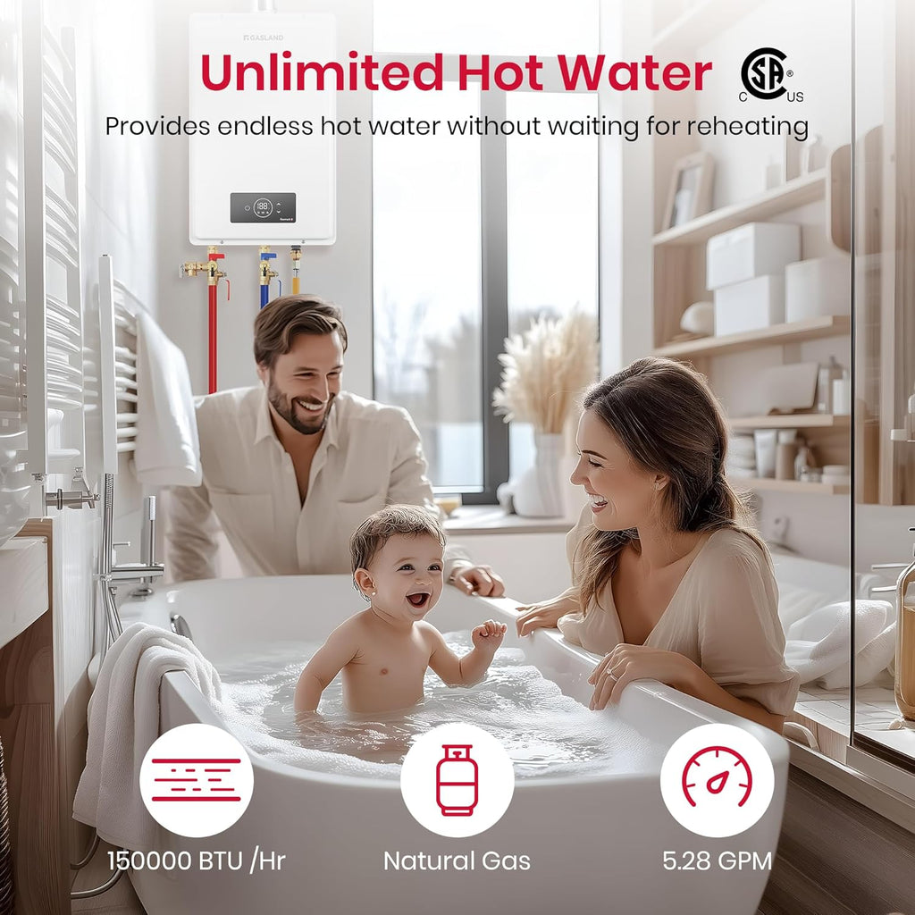 Gasmart C 150, 000 BTU, Max 5.8 GPM CSA Certified Whole House Natural Gas Tankless Water Heater | Instant Hot Water