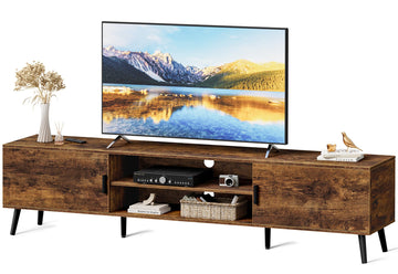 70.9 Inch TV Stand for 65, 75 Inch TV, Entertainment Center with Adjustable Shelf, 2 Cabinets, TV Console Table