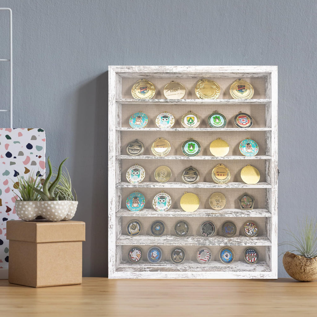 Shadow Box Frame Display Case 16x20 with Removable Shelves, Deep Memory Box Trinket Knick Knack Shelf Cabinet for