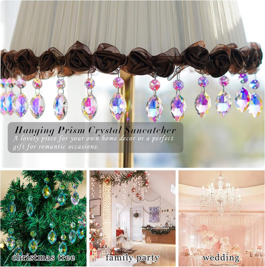 20pcs 38mm Horse Eye Chandelier Crystals, Crystal Chandelier Prisms Pendants Parts Connected Glass Octagon Beads Hanging