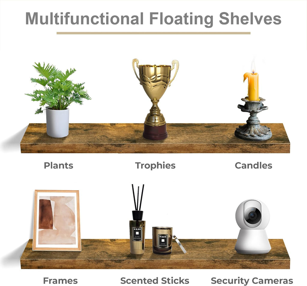 Floating Shelves for Wall - 48 Inch Long Bathroom Shelves, Wall Decor & Book Storage - Mounted Floating Shelf with