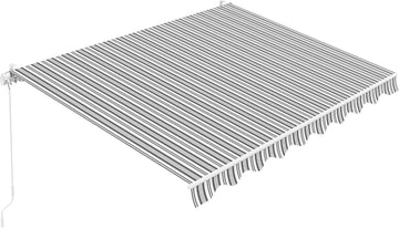 Retractable Patio Awning 11.5'×9.8', Grey with White Strip | Fully Assembled Retractable Balcony Awning, 280G