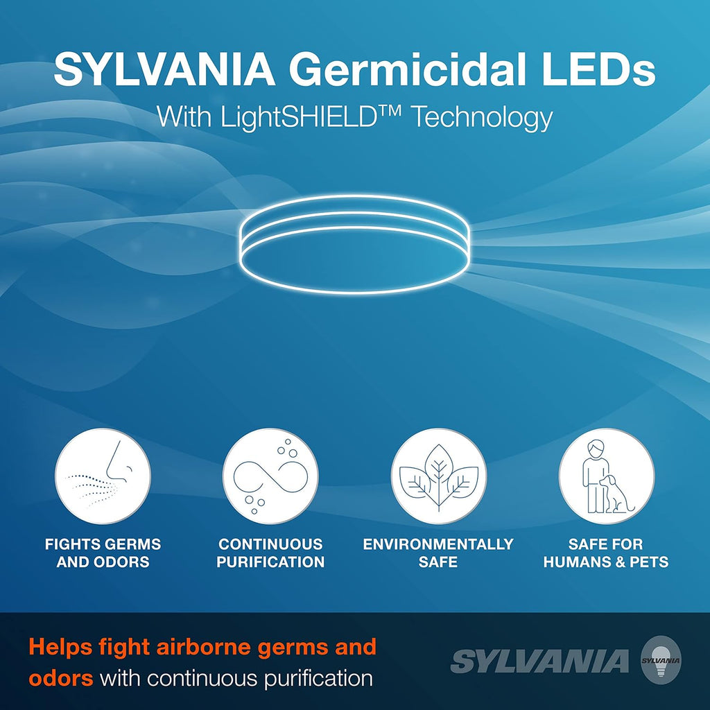 Sylvania 13" Flush Mount Light Fixture with LightSHIELD Technology, Germicidal, 18W=100W, 1260 Lumens, Dimmable