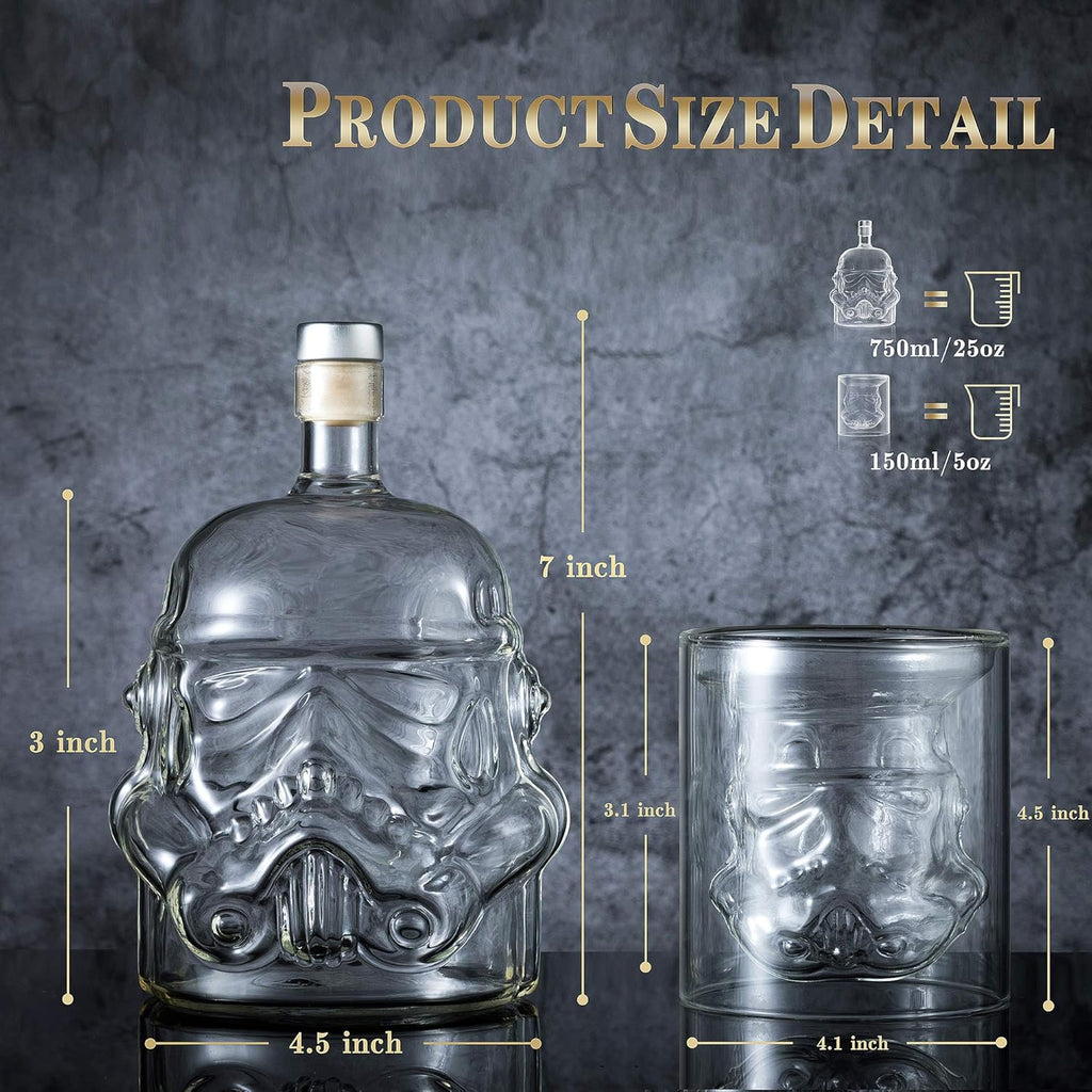 Whiskey Decanter Set Transparent Creative with 2 Glasses,Gifts for Men,Whiskey Flask Carafe Decanter with 4 Whiskey