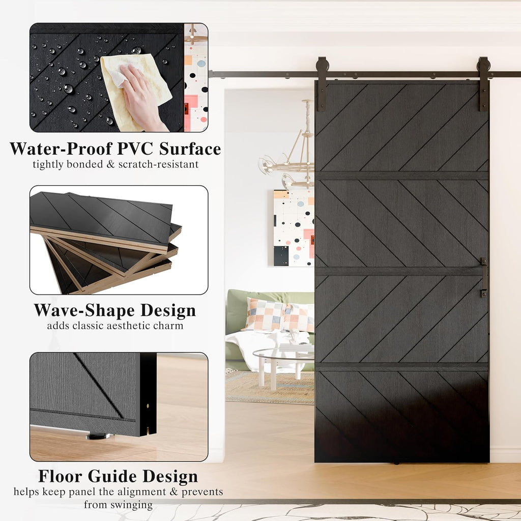 60"(Double 30") x 84" Sliding Barn Door, MDF, with Waterproof Surfac, DIY Assemble, Pre-drilled Barn