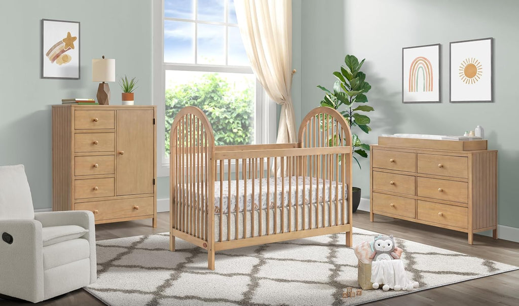 Everlee Convertible Island Crib, Honey Wood