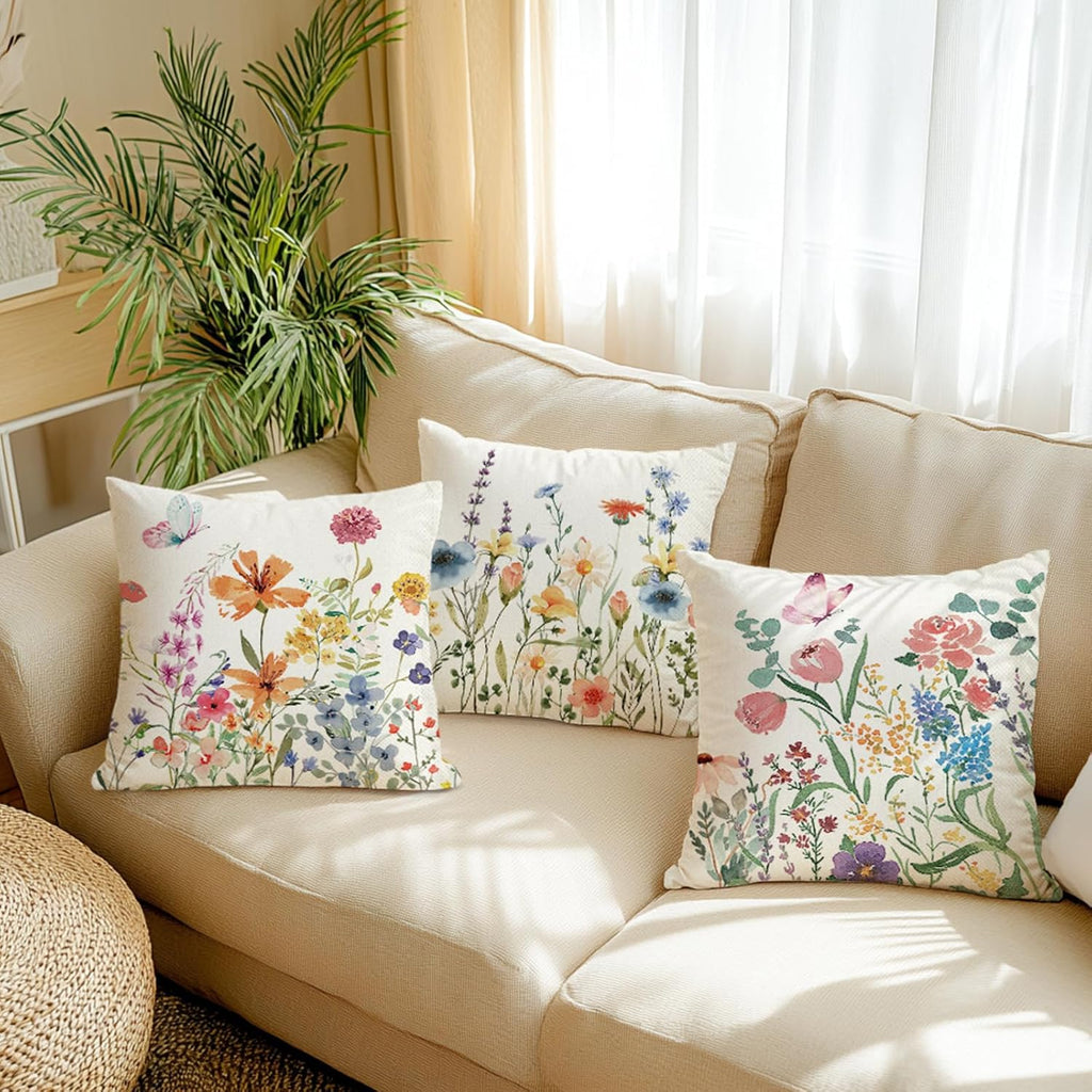 Spring Decorations, Outdoor Pillow Covers Springtime Farmhouse Throw Pillow Cover Garden Linen Cushion Case