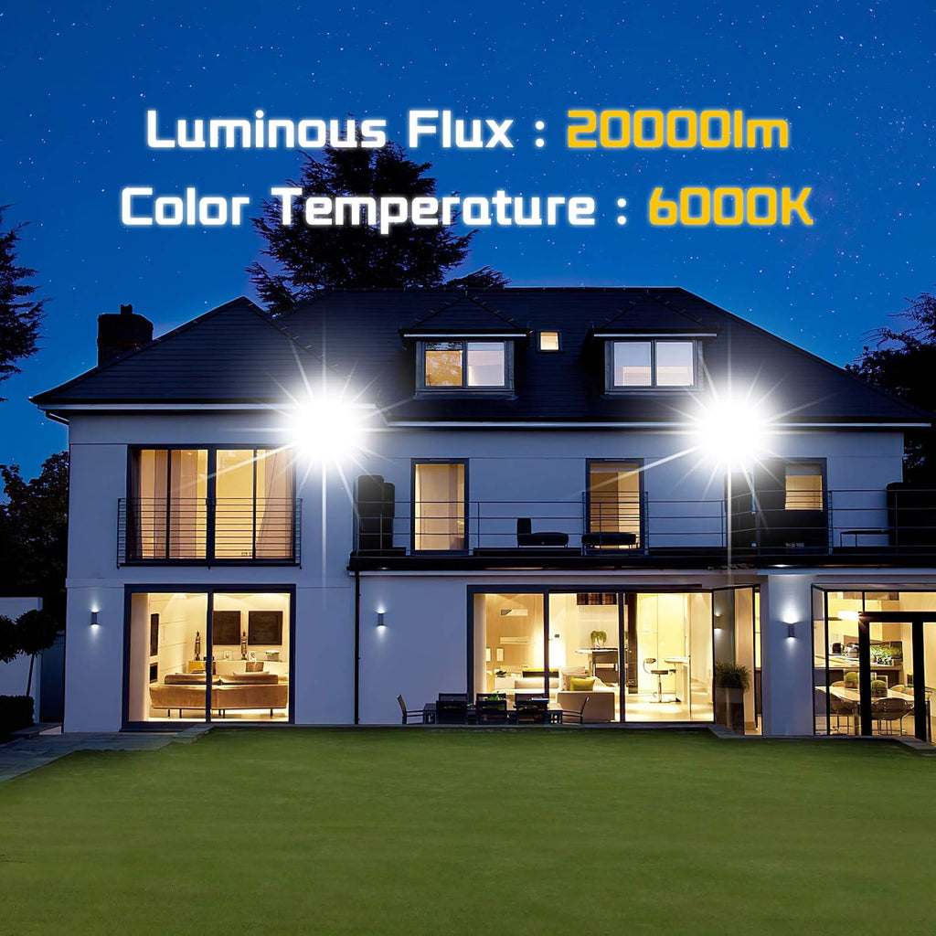 200W LED Flood Lights Outdoor, 20000LM Super Bright Security Floodlight, 100-277V, IP66 Waterproof, Commercial