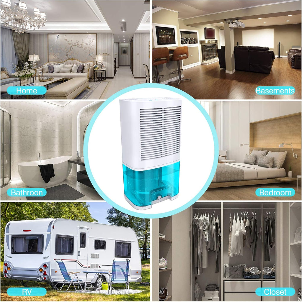 Dehumidifier 68oz(2000ml) Small Dehumidifier with Drain Hose for Up to 650 sq.ft Ultra Quiet Mini Portable Air for