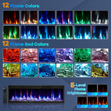 50 in Electric Fireplace Wall Mounted/Recessed with Remote Control