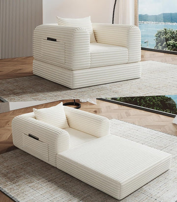 Versatile 2 in 1 Boneless Armchair Chaise Lounge Chair Indoor, Convertible Sleeper Chairs Couch Folding Sofa Bed