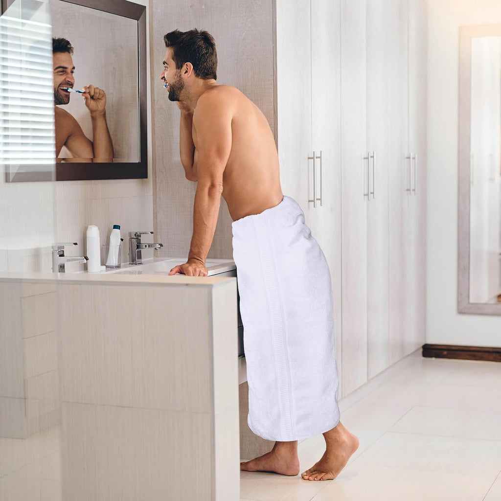 Jumbo Bath Sheets, 2 Pack, 35x70 in, 600 GSM Cotton, White | Extra Large Ring Spun Cotton Bath Sheets - Soft, Plush